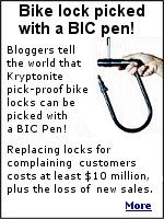 An East Coast man posted on the Internet a short video of himself easily picking a Kryptonite U-lock with the hollow shaft of a Bic pen.