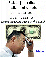 Eight Japanese businessmen convinced to buy rare $1 million U.S. bills.  A fool and his money are soon parted.