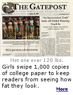 The photo shows seven women in tank tops and low-rise shorts standing on bleachers during a women's lacrosse home game. The women had the letters of the name of a woman lacrosse player painted over their stomachs.