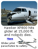 Amazingly, nobody died when a Hawker XP800 hit an ASG-29 Sailplane at 15,000 ft.  The glider's transponder was turned-off, making it invisible to the jet.