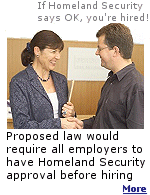 If this proposal becomes law, in addition to having all new hires approved by Homeland Security, employers would also be required to get all existing employees approved.