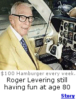 From 2005: 80 year old Roger Levering, of Cleveland, Ohio,  still flies his buddies for a $100 hamburger every week.