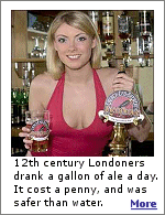 Binge-drinking is not a new problem.  With ale costing just a penny a gallon, 12th century Londoners drank morning, noon, and night, and there was a pub for every 50 people.