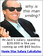Compare the buying power of Jack Nicholson and other movie stars, to yours, by clicking here.