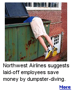 A brochure given to laid-off NWA employees contained a number of money-saving tips, including one encouraging dumpster-diving.