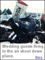 Guests at a wedding in central Serbia were celebrating in the traditional way - firing off shot after shot into the air above the wedding party.  